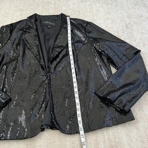 Forever 21 Plus Black Sequin Blazer Jacket 3X - Picture 5 of 8